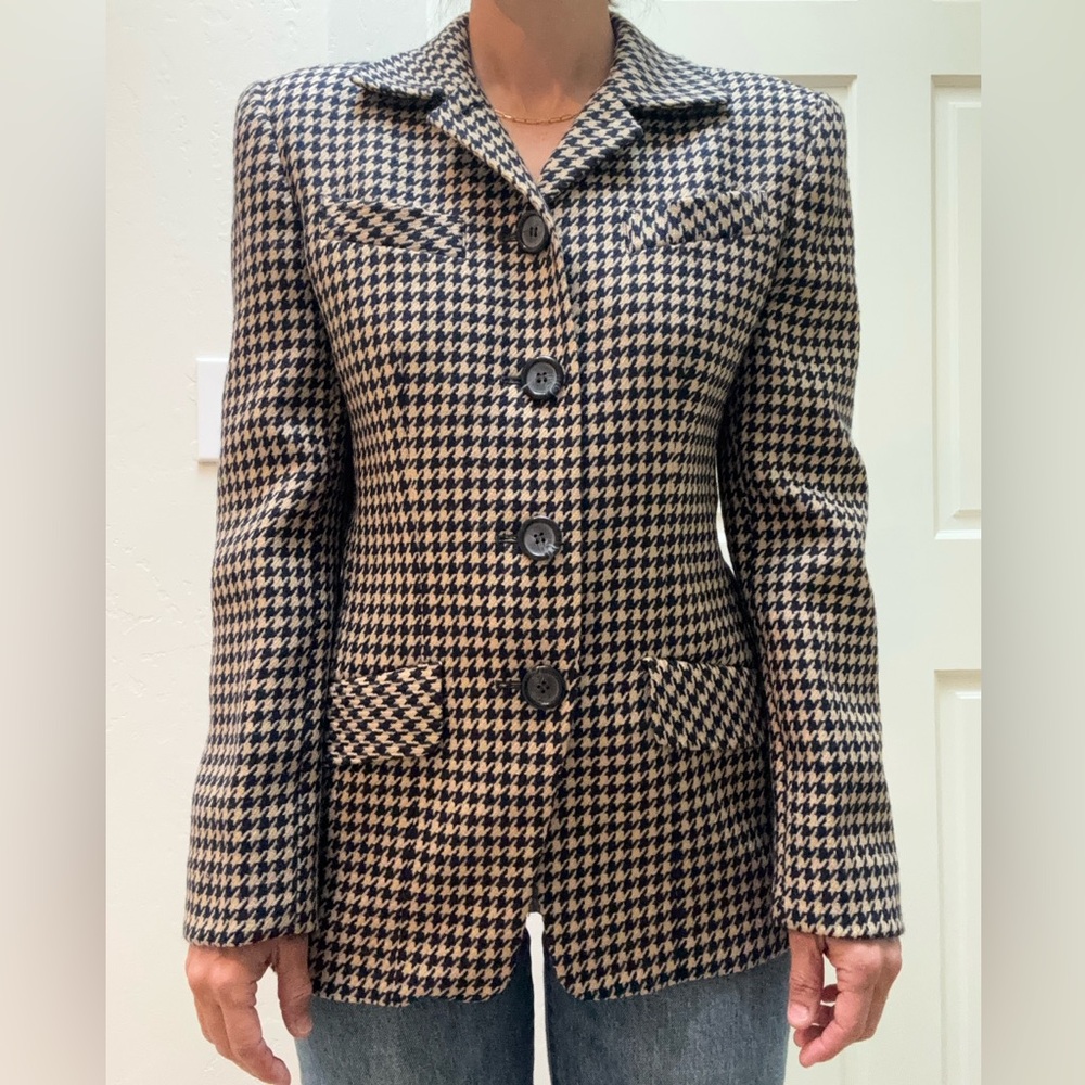 Vintage Evan-Picone Wool Houndstooth Blazer Size 4 Made in USA 100% Wool